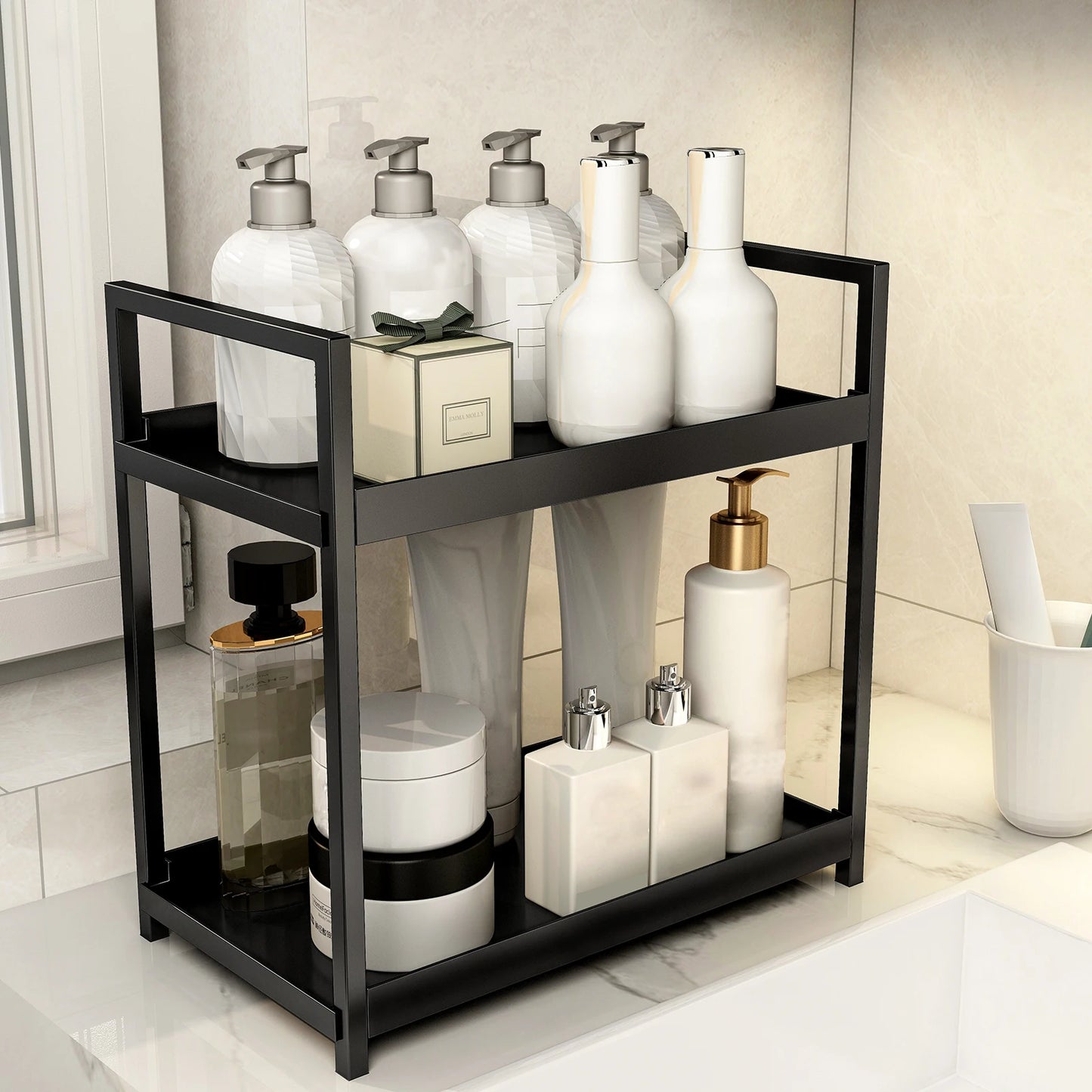 2-Tier Countertop Storage Rack – Bathroom & Kitchen Organizer