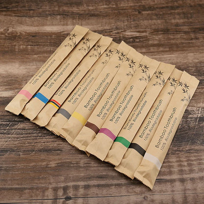 Eco-Friendly Bamboo Toothbrush 10pcs – Biodegradable Soft Bristle Brush