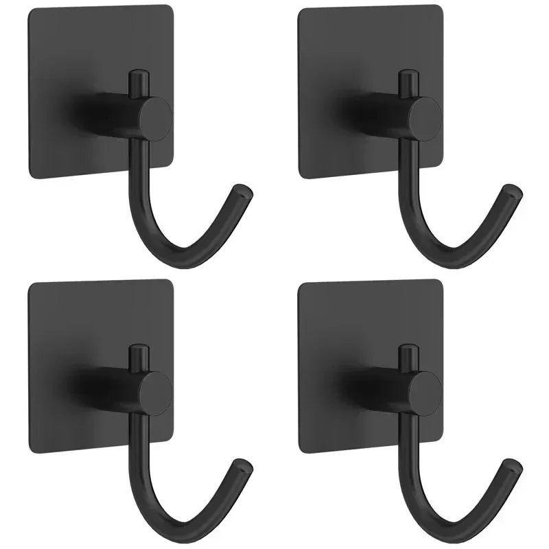 4PC Stainless Steel Adhesive Wall Hooks – Towel & Robe Holder