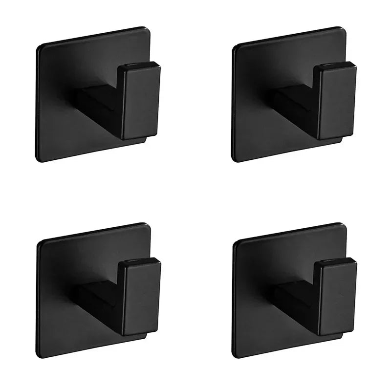 4PC Stainless Steel Adhesive Wall Hooks – Towel & Robe Holder