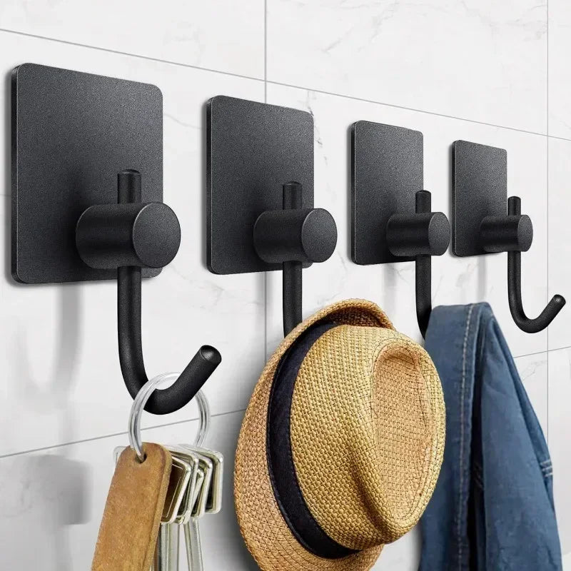 4PC Stainless Steel Adhesive Wall Hooks – Towel & Robe Holder