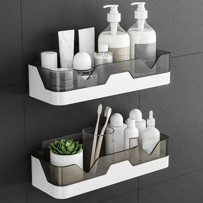 Wall-Mounted Shower Shelf – Black Aluminum Bathroom Organizer