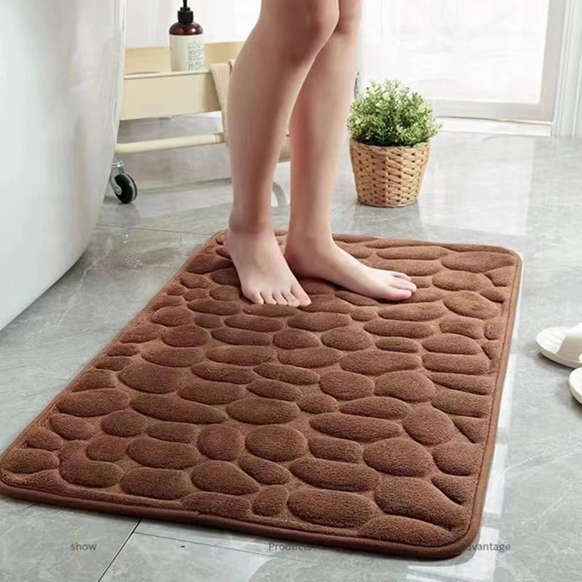 Bathroom Mat – Absorbent Quick-Dry Cobblestone Rug