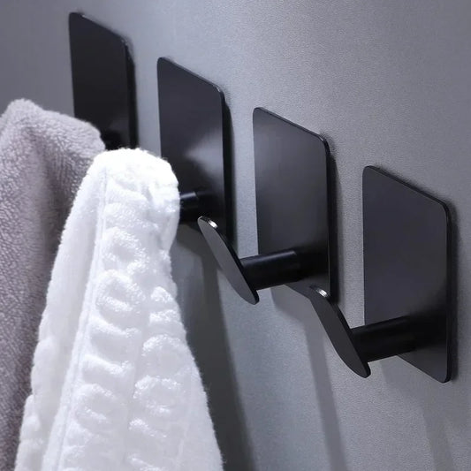 4PC Stainless Steel Adhesive Wall Hooks – Towel & Robe Holder