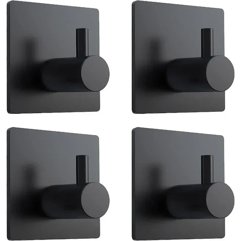 4PC Stainless Steel Adhesive Wall Hooks – Towel & Robe Holder