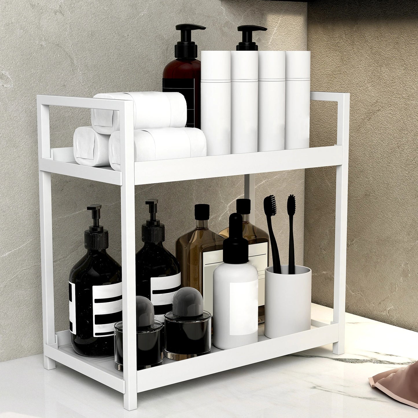 2-Tier Countertop Storage Rack – Bathroom & Kitchen Organizer