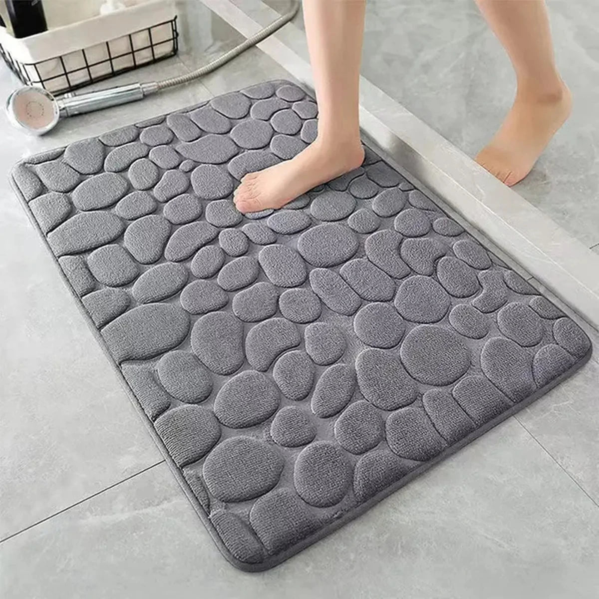 Bathroom Mat – Absorbent Quick-Dry Cobblestone Rug